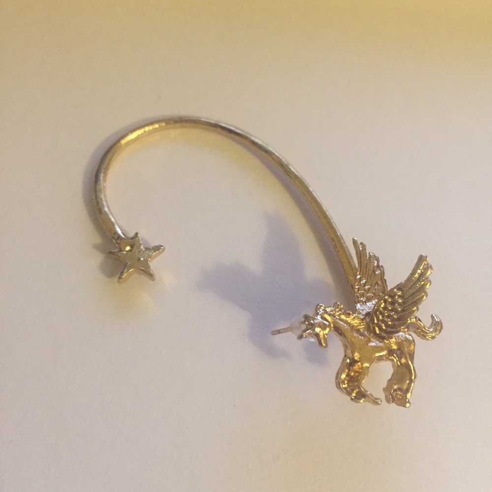 Single Left Ear Unicorn Stud Wrap Earring - Picture 2 of 4